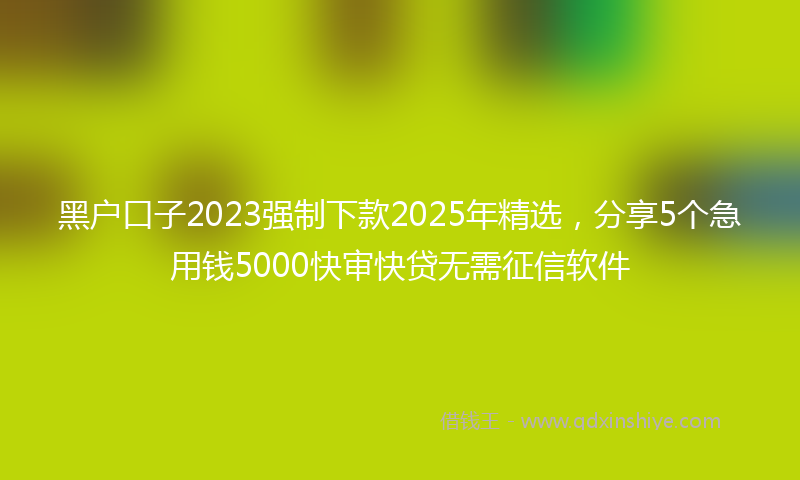 黑户口子2023强制下款2025年精选，分享5个急用钱5000快审快贷无需征信软件