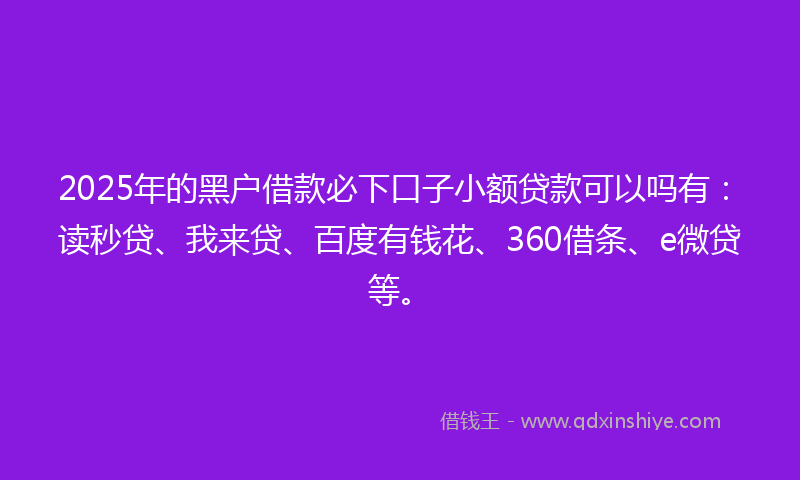 2025年的黑户借款必下口子小额贷款可以吗有：读秒贷、我来贷、百度有钱花、360借条、e微贷等。