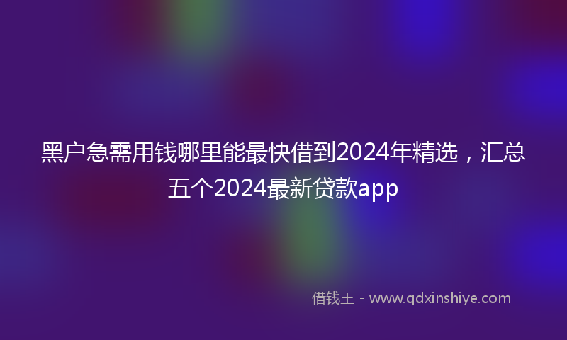黑户急需用钱哪里能最快借到2024年精选，汇总五个2024最新贷款app