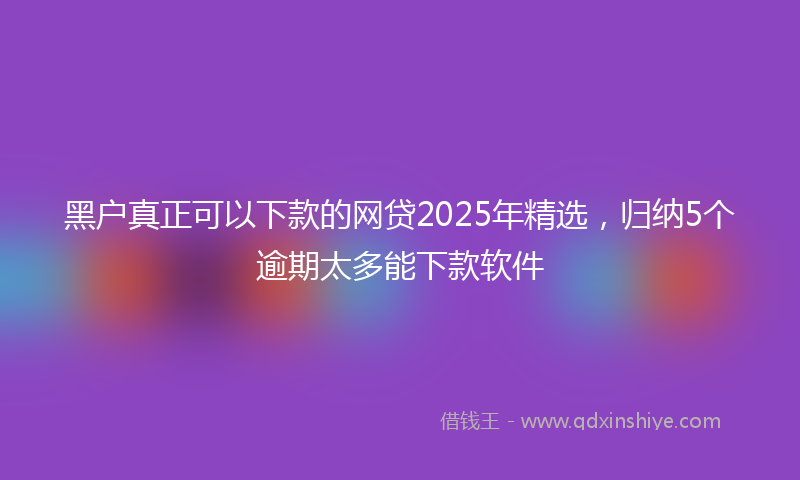 黑户真正可以下款的网贷2025年精选，归纳5个逾期太多能下款软件