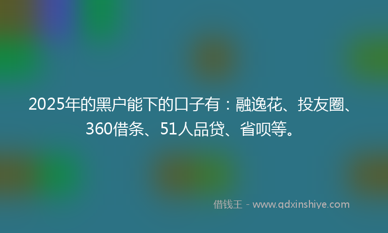 2025年的黑户能下的口子有：融逸花、投友圈、360借条、51人品贷、省呗等。