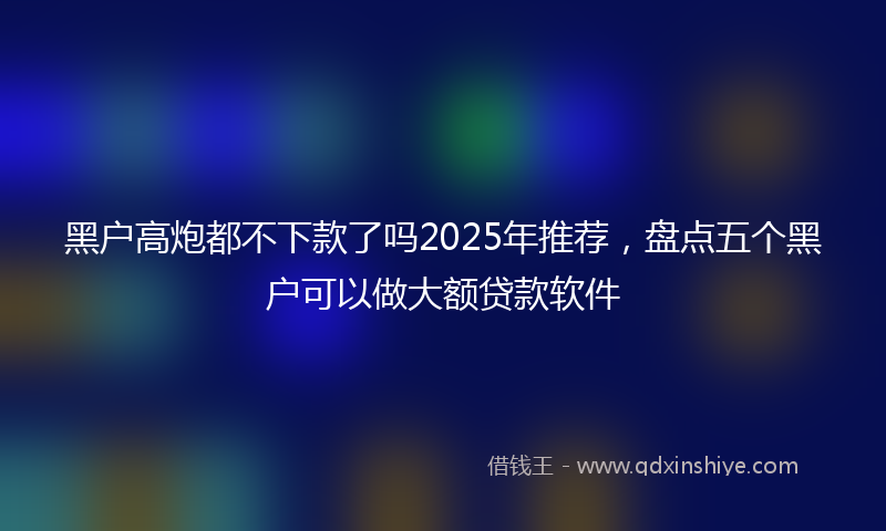 黑户高炮都不下款了吗2025年推荐，盘点五个黑户可以做大额贷款软件