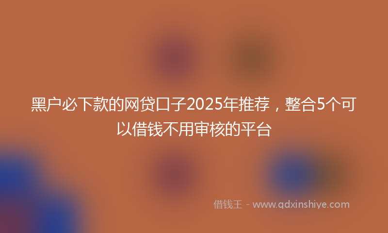 黑户必下款的网贷口子2025年推荐，整合5个可以借钱不用审核的平台