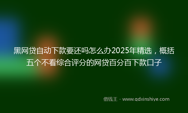 黑网贷自动下款要还吗怎么办2025年精选，概括五个不看综合评分的网贷百分百下款口子