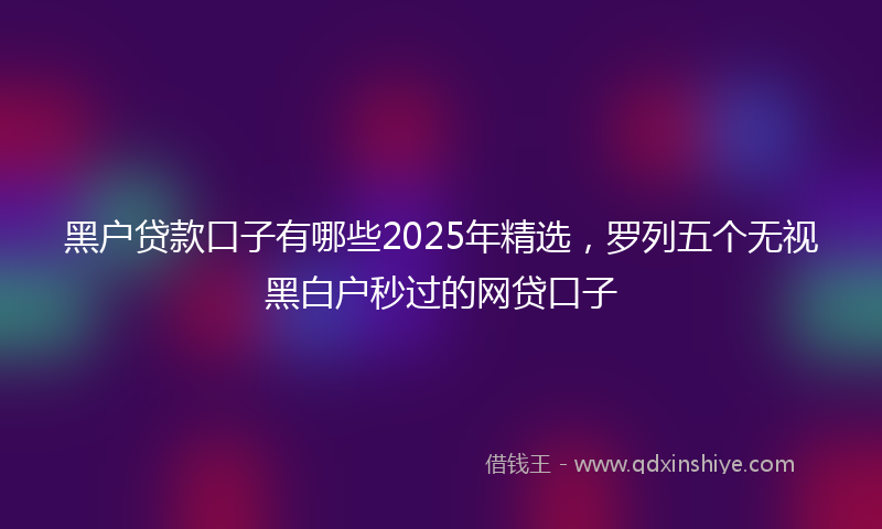 黑户贷款口子有哪些2025年精选，罗列五个无视黑白户秒过的网贷口子