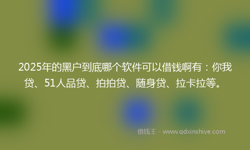 2025年的黑户到底哪个软件可以借钱啊有：你我贷、51人品贷、拍拍贷、随身贷、拉卡拉等。
