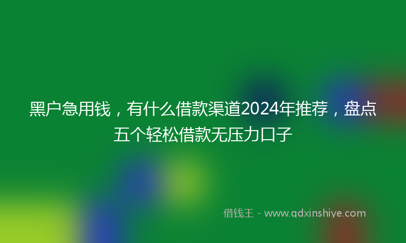 黑户急用钱，有什么借款渠道2024年推荐，盘点五个轻松借款无压力口子