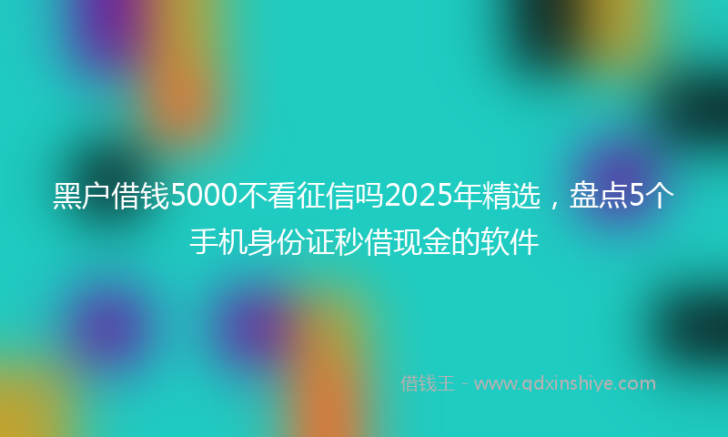 黑户借钱5000不看征信吗2025年精选，盘点5个手机身份证秒借现金的软件