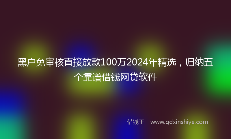 黑户免审核直接放款100万2024年精选，归纳五个靠谱借钱网贷软件