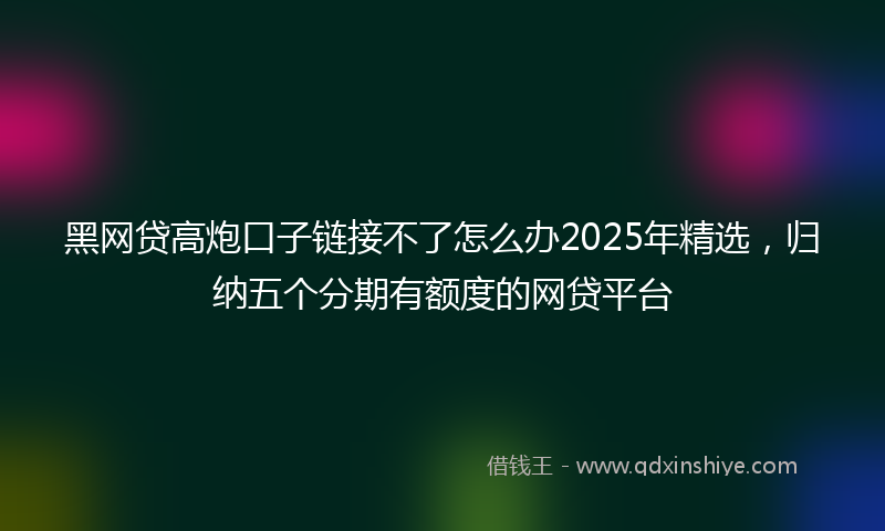 黑网贷高炮口子链接不了怎么办2025年精选，归纳五个分期有额度的网贷平台