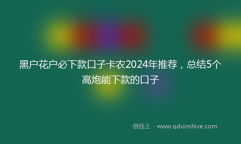 黑户花户必下款口子卡农2024年推荐，总结5个高炮能下款的口子