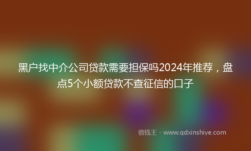 黑户找中介公司贷款需要担保吗2024年推荐，盘点5个小额贷款不查征信的口子