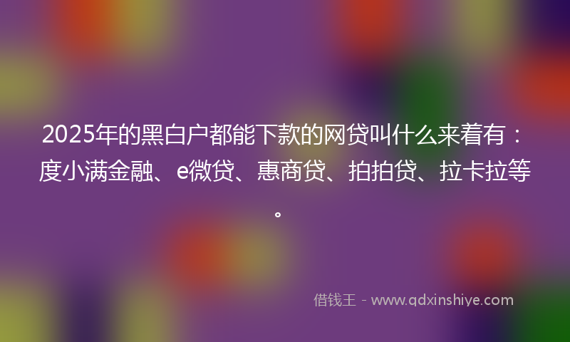 2025年的黑白户都能下款的网贷叫什么来着有：度小满金融、e微贷、惠商贷、拍拍贷、拉卡拉等。