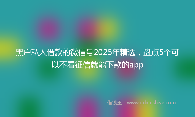 黑户私人借款的微信号2025年精选，盘点5个可以不看征信就能下款的app
