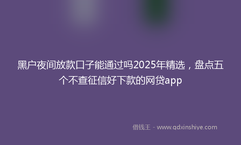 黑户夜间放款口子能通过吗2025年精选，盘点五个不查征信好下款的网贷app