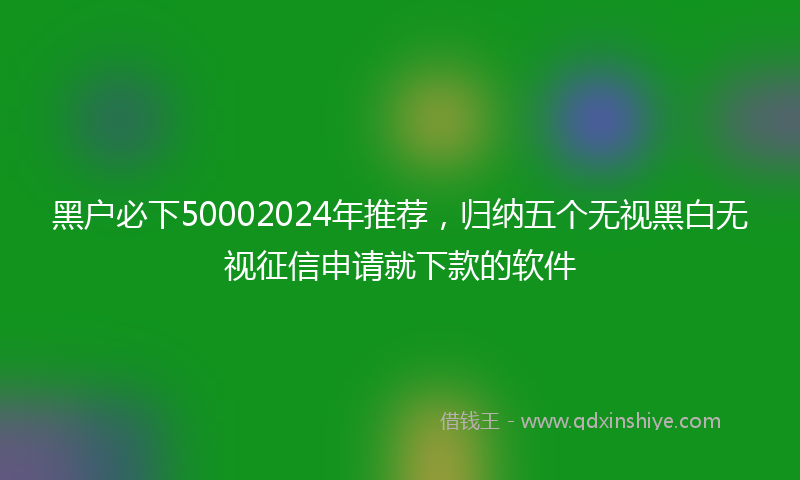 黑户必下50002024年推荐，归纳五个无视黑白无视征信申请就下款的软件