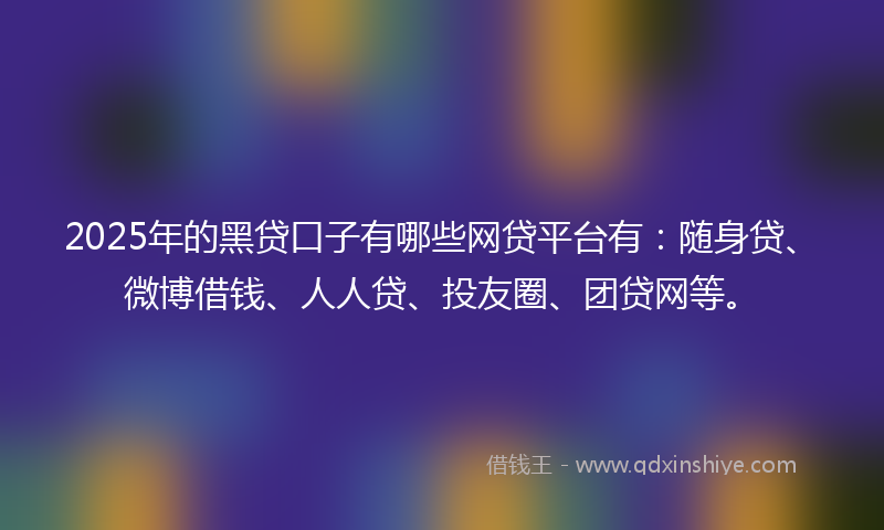 2025年的黑贷口子有哪些网贷平台有：随身贷、微博借钱、人人贷、投友圈、团贷网等。
