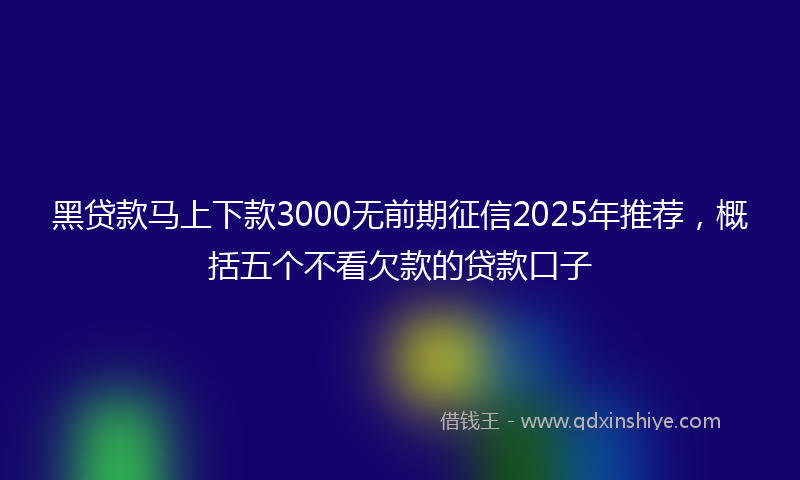 黑贷款马上下款3000无前期征信2025年推荐，概括五个不看欠款的贷款口子