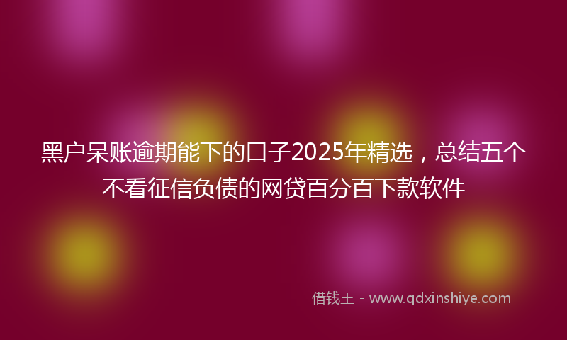 黑户呆账逾期能下的口子2025年精选，总结五个不看征信负债的网贷百分百下款软件