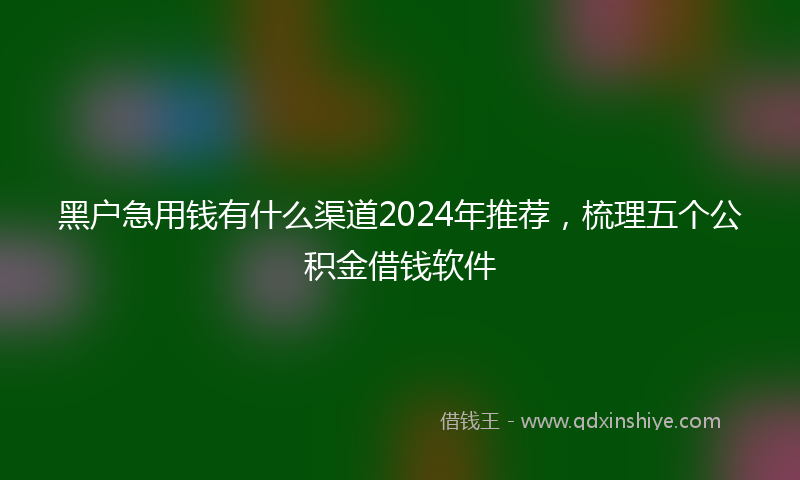 黑户急用钱有什么渠道2024年推荐，梳理五个公积金借钱软件