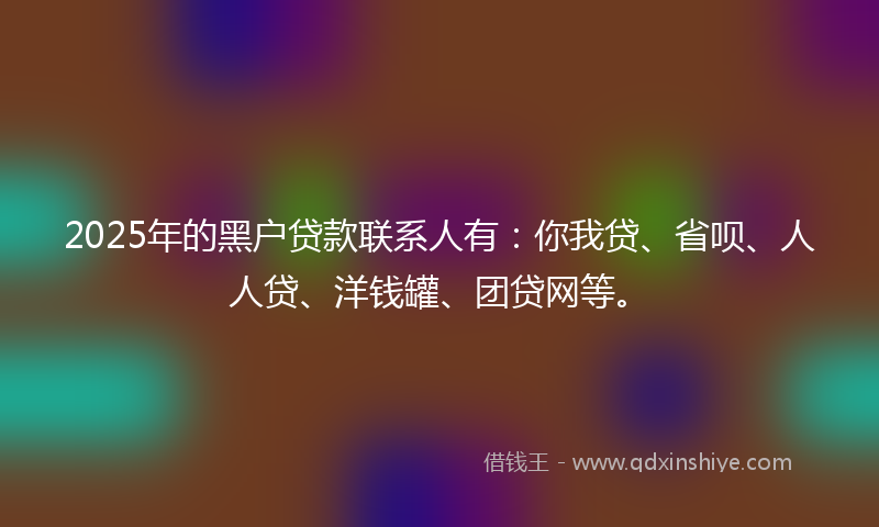 2025年的黑户贷款联系人有：你我贷、省呗、人人贷、洋钱罐、团贷网等。