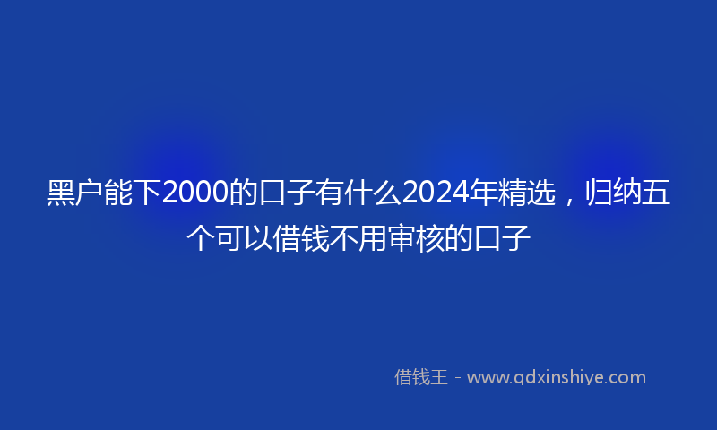 黑户能下2000的口子有什么2024年精选，归纳五个可以借钱不用审核的口子