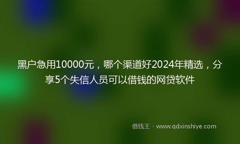 黑户急用10000元，哪个渠道好2024年精选，分享5个失信人员可以借钱的网贷软件