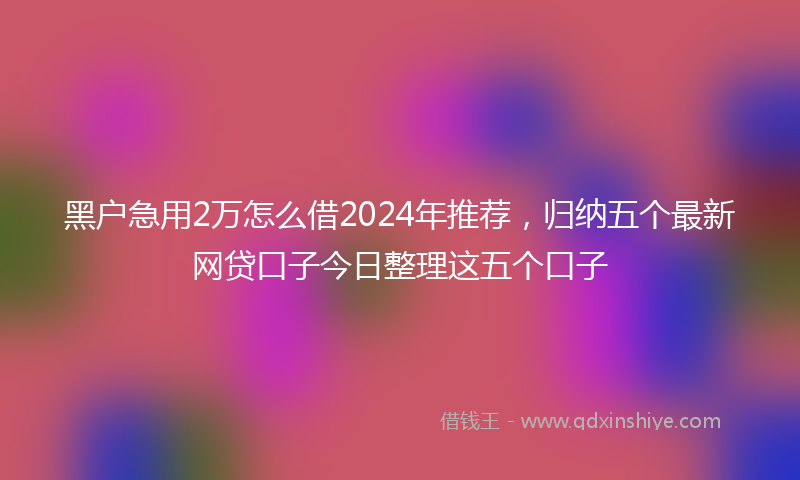黑户急用2万怎么借2024年推荐，归纳五个最新网贷口子今日整理这五个口子