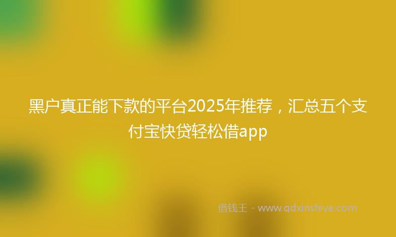 黑户真正能下款的平台2025年推荐，汇总五个支付宝快贷轻松借app