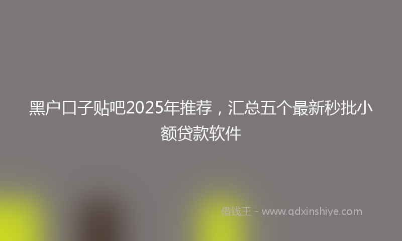 黑户口子贴吧2025年推荐，汇总五个最新秒批小额贷款软件