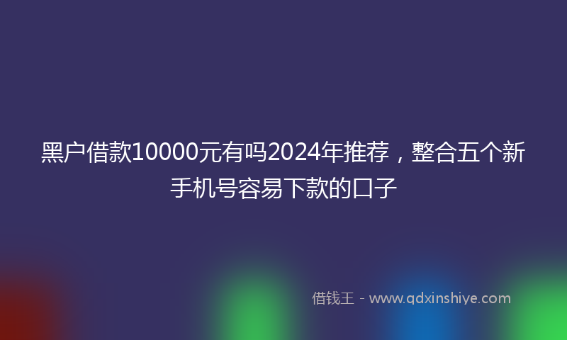 黑户借款10000元有吗2024年推荐，整合五个新手机号容易下款的口子