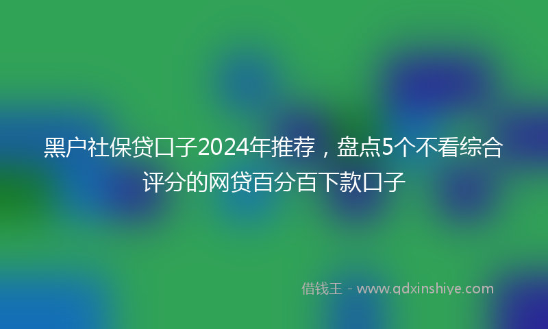黑户社保贷口子2024年推荐，盘点5个不看综合评分的网贷百分百下款口子