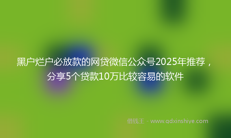黑户烂户必放款的网贷微信公众号2025年推荐，分享5个贷款10万比较容易的软件