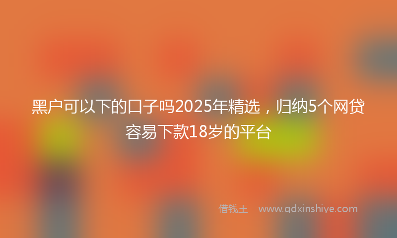 黑户可以下的口子吗2025年精选，归纳5个网贷容易下款18岁的平台