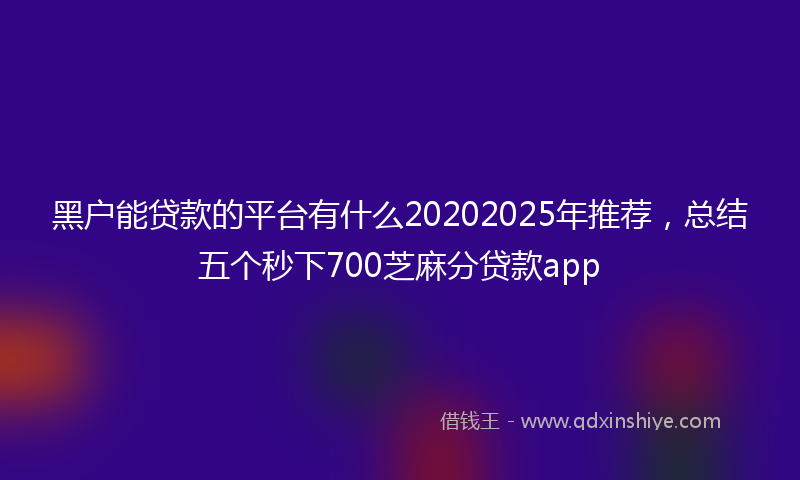 黑户能贷款的平台有什么20202025年推荐，总结五个秒下700芝麻分贷款app