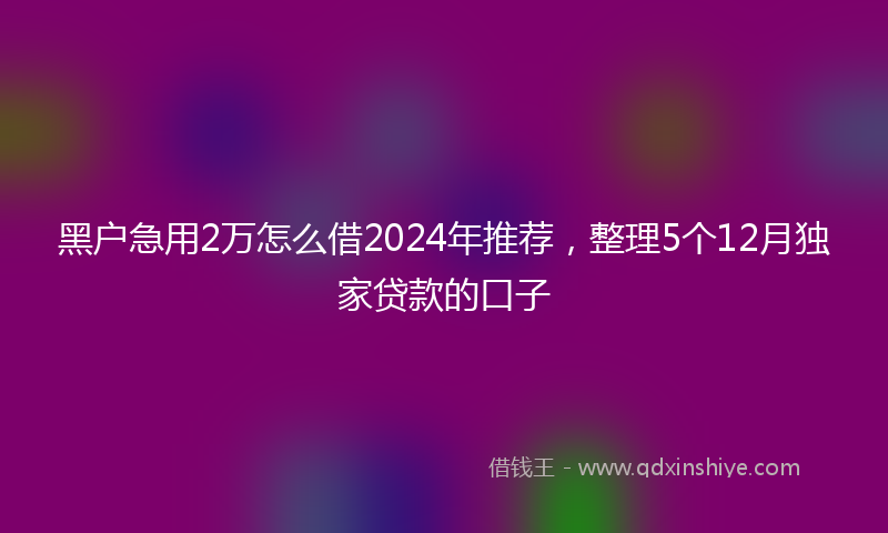 黑户急用2万怎么借2024年推荐，整理5个12月独家贷款的口子