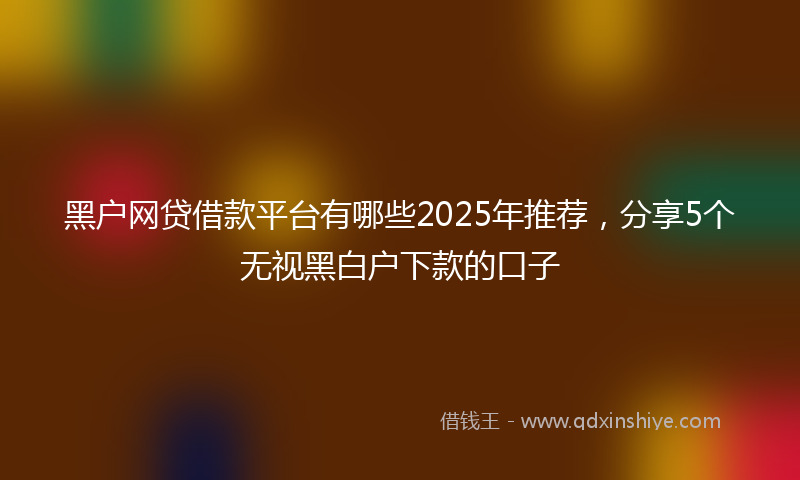 黑户网贷借款平台有哪些2025年推荐，分享5个无视黑白户下款的口子