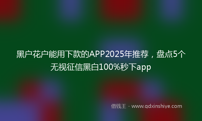 黑户花户能用下款的APP2025年推荐，盘点5个无视征信黑白100%秒下app