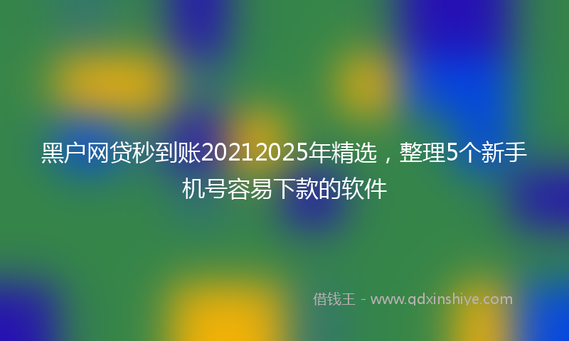 黑户网贷秒到账20212025年精选，整理5个新手机号容易下款的软件