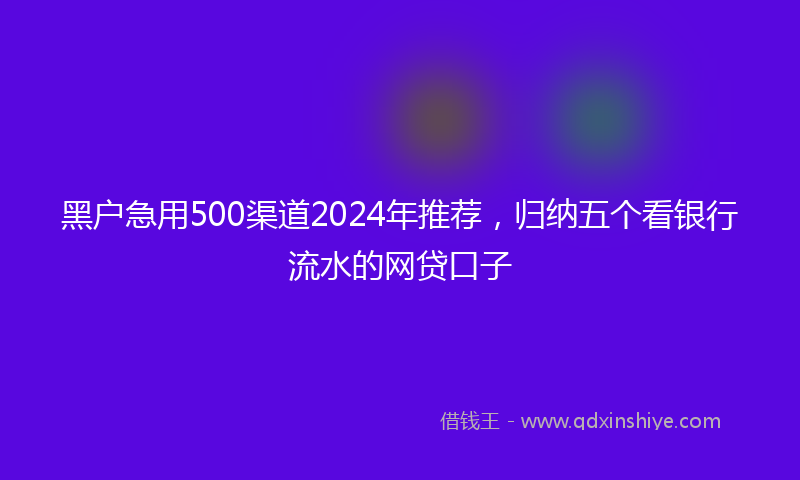 黑户急用500渠道2024年推荐，归纳五个看银行流水的网贷口子