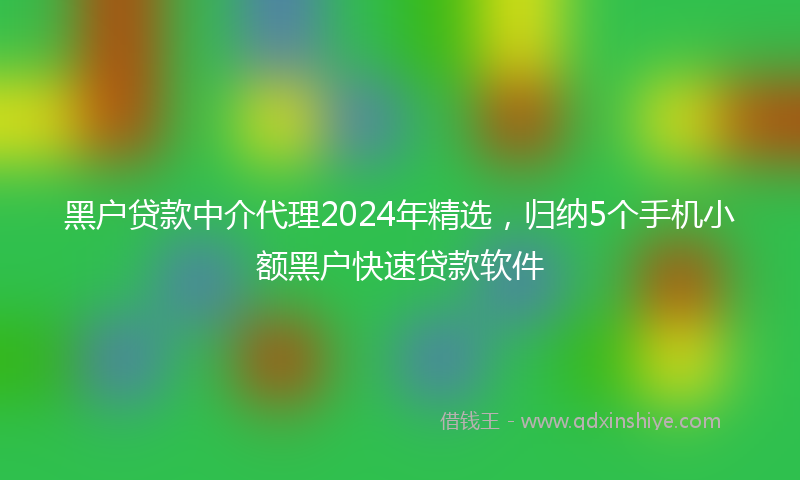 黑户贷款中介代理2024年精选，归纳5个手机小额黑户快速贷款软件