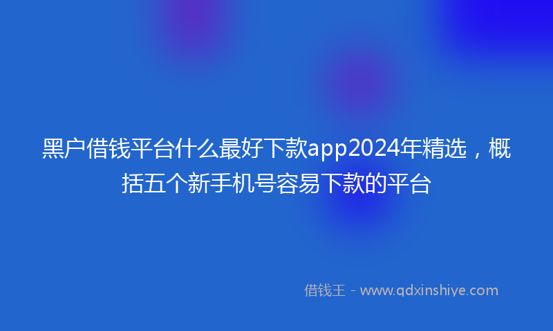 黑户借钱平台什么最好下款app2024年精选，概括五个新手机号容易下款的平台