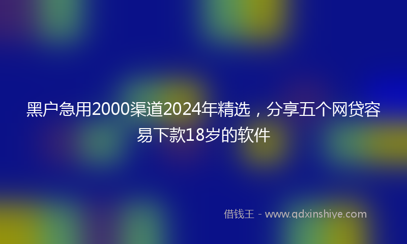 黑户急用2000渠道2024年精选，分享五个网贷容易下款18岁的软件