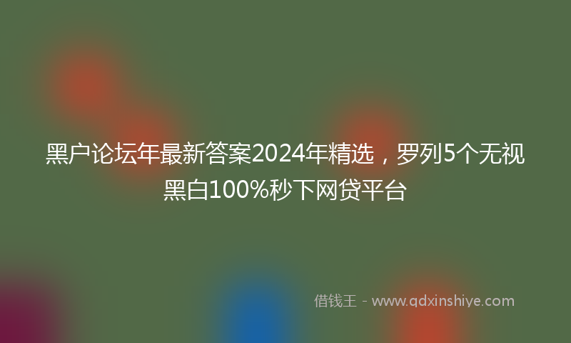 黑户论坛年最新答案2024年精选，罗列5个无视黑白100%秒下网贷平台