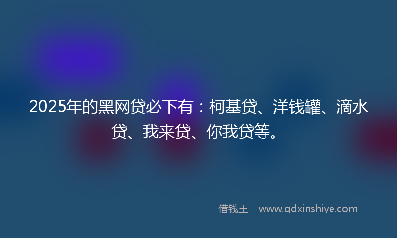 2025年的黑网贷必下有：柯基贷、洋钱罐、滴水贷、我来贷、你我贷等。