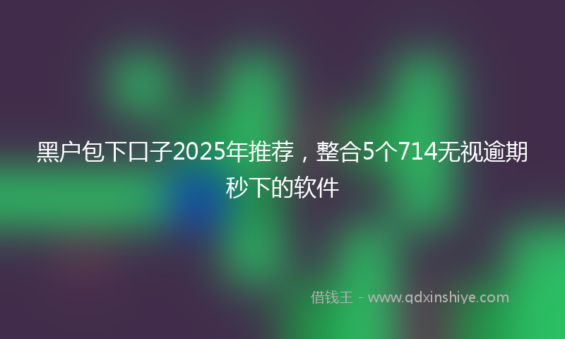 黑户包下口子2025年推荐，整合5个714无视逾期秒下的软件