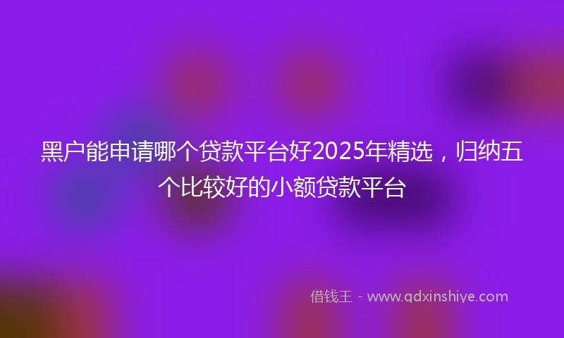 黑户能申请哪个贷款平台好2025年精选，归纳五个比较好的小额贷款平台
