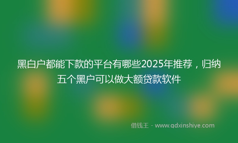 黑白户都能下款的平台有哪些2025年推荐，归纳五个黑户可以做大额贷款软件