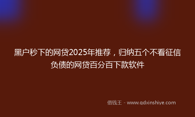 黑户秒下的网贷2025年推荐，归纳五个不看征信负债的网贷百分百下款软件