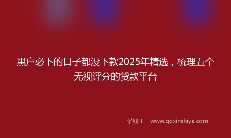 黑户必下的口子都没下款2025年精选，梳理五个无视评分的贷款平台